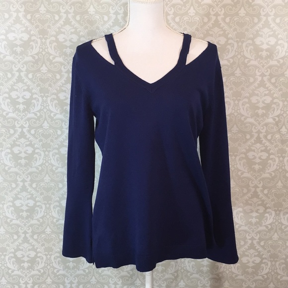 Love Scarlett Sweaters - NWT!{Love Scarlett}Sz M Blue Sweater w/Cutouts